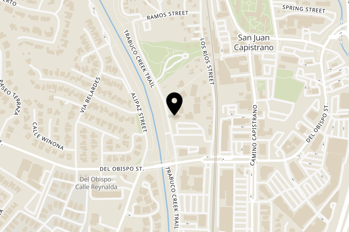 Map showing the location of Bred Hot Chicken Bred Hot Chicken San Juan Capistrano on 31856 Paseo Adelanto Red Barn #103 in San Juan Capistrano